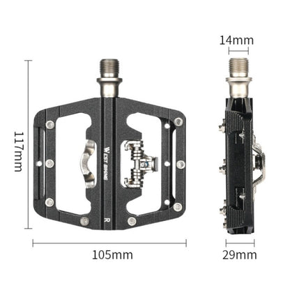 WEST BIKING Bicycle Aluminum Alloy Dual-Purpose Self-Locking Pedals(Black) - Pedals by WEST BIKING | Online Shopping UK | buy2fix