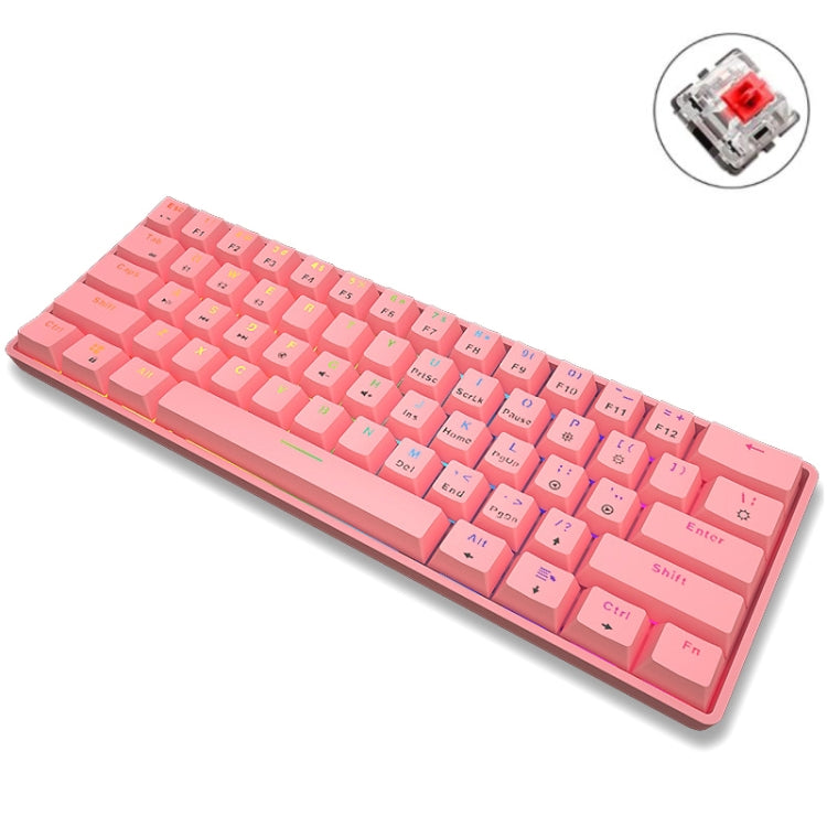 LEAVEN K28 61 Keys Gaming Office Computer RGB Wireless Bluetooth + Wired Dual Mode Mechanical Keyboard, Cabel Length:1.5m, Colour: Red Axis (Pink) - Wireless Keyboard by LEAVEN | Online Shopping UK | buy2fix