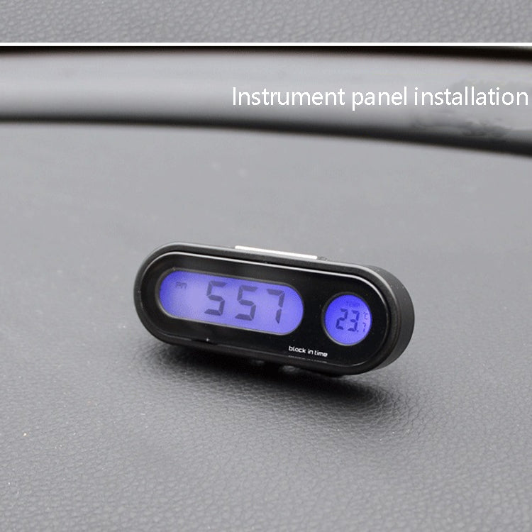 K02 Car Electronic Clock Temperature Meter Night Light LED Temperature Time Meter(Black Blue Light) - In Car by buy2fix | Online Shopping UK | buy2fix