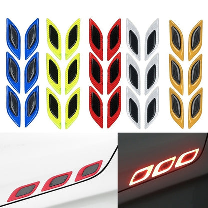 2 Sets Carbon Fiber Warning Sticker Car Anti-Collision Strip Leaf Plate Reflective Sticker Hood Light Eyebrow Anti-Collision Drops Sticker(6 PCS (White)) - In Car by buy2fix | Online Shopping UK | buy2fix