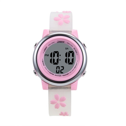 JNEW A380-86195 Children Cartoon Cherry Blossom Waterproof Time Recognition Colorful LED Electronic Watch(White) - Cartoon Watches by JNEW | Online Shopping UK | buy2fix