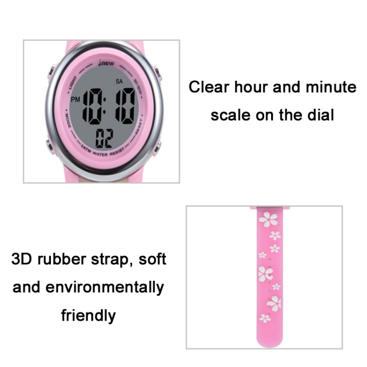 JNEW A380-86195 Children Cartoon Cherry Blossom Waterproof Time Recognition Colorful LED Electronic Watch(White) - Cartoon Watches by JNEW | Online Shopping UK | buy2fix