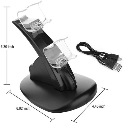 Controller Charger Dock LED Dual USB PS4 Charging Stand Station Cradle for Sony Playstation 4 PS4 / PS4 Pro /PS4 slim - Toys & Hobbies by buy2fix | Online Shopping UK | buy2fix