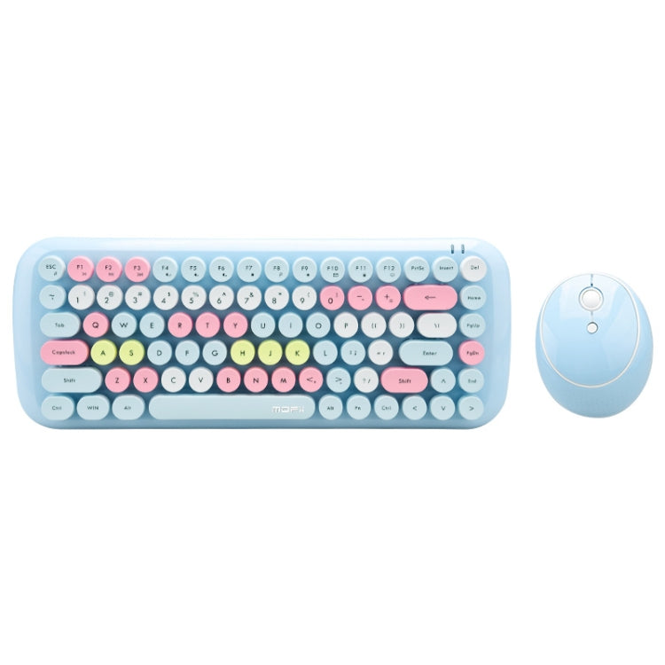 MOFii Candy Punk Keycap Mixed Color Wireless Keyboard and Mouse Set(Elegant Blue) - Wireless Keyboard by MOFii | Online Shopping UK | buy2fix