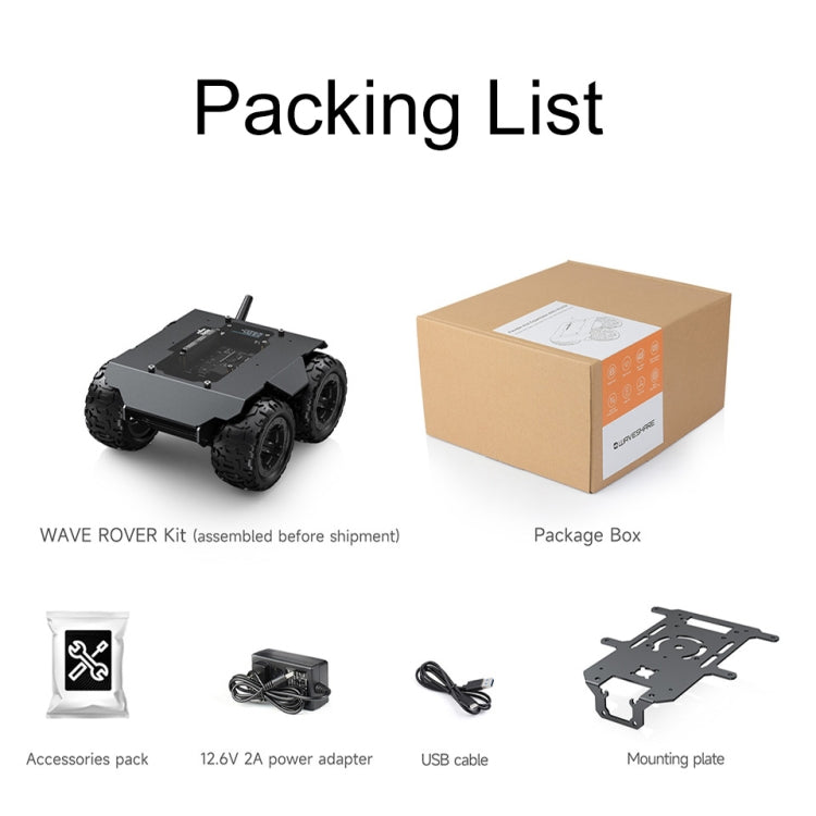 Waveshare WAVE ROVER Flexible Expandable 4WD Mobile Robot Chassis, Onboard ESP32 Module(EU Plug) - Robotics Accessories by Waveshare | Online Shopping UK | buy2fix