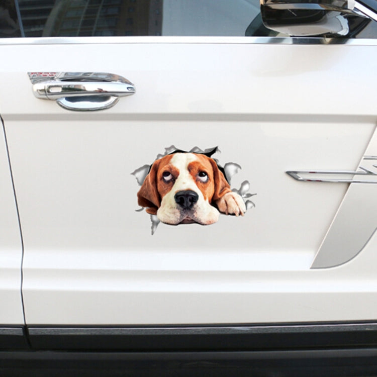 4 PCS Personality Puppy 3D Car Stickers Waterproof Car Body Block Scratches Simulation Stickers(White Dog) - In Car by buy2fix | Online Shopping UK | buy2fix