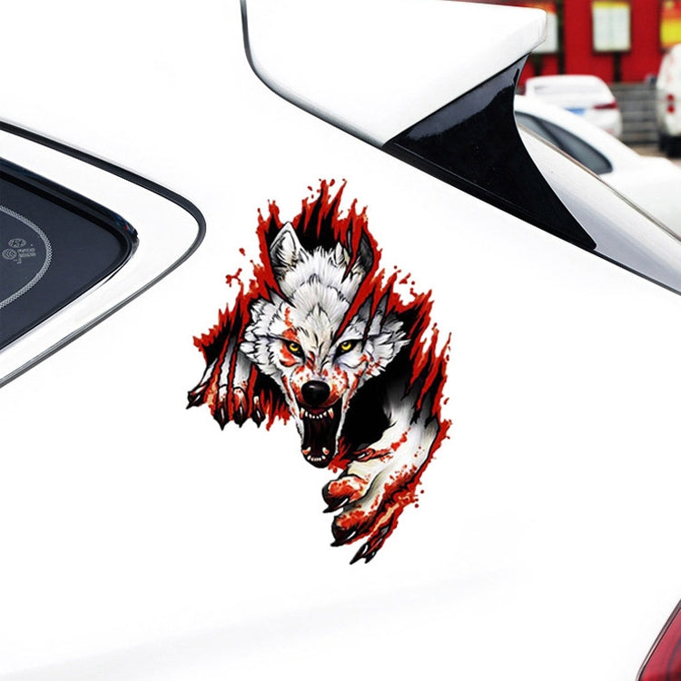 4 PCS 3D Realistic Wolf Head Hood Door Car Body Decoration Stickers Scratches Cover Waterproof Car Stickers(Wolf Head Left) - In Car by buy2fix | Online Shopping UK | buy2fix