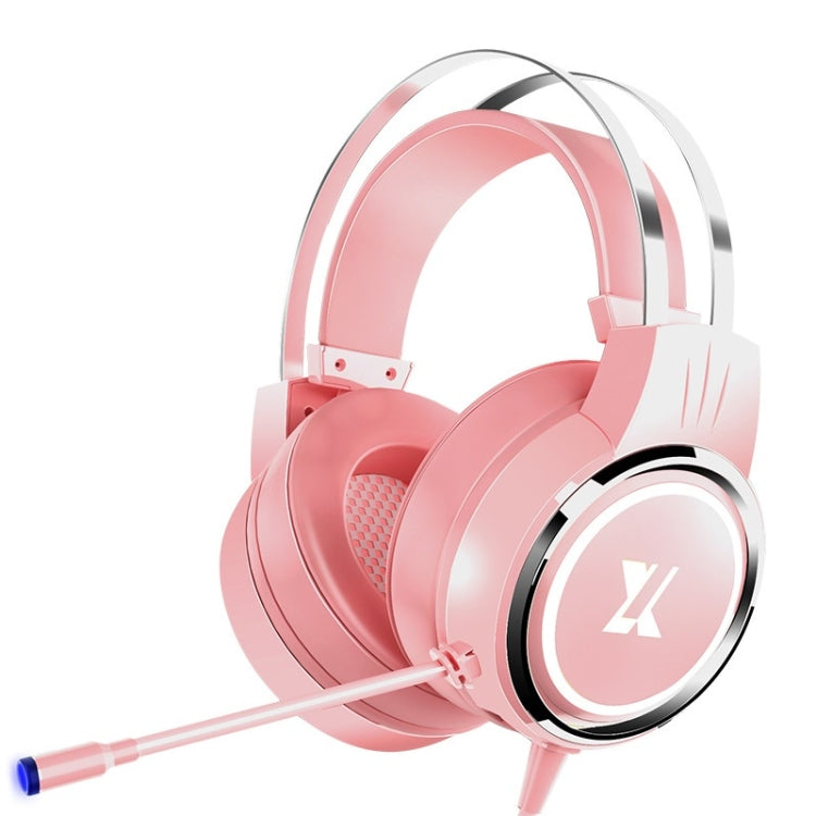 Heir Audio Head-Mounted Gaming Wired Headset With Microphone, Colour: X8 7.1 Sound Upgrade (Pink) - Multimedia Headset by Heir Audio | Online Shopping UK | buy2fix