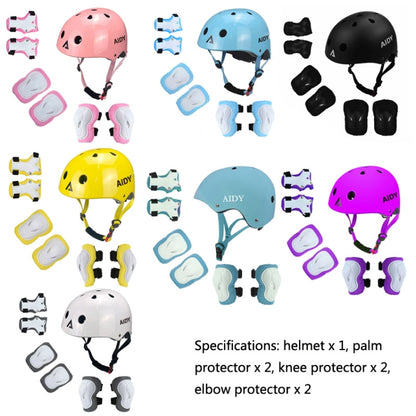 AIDY 7 In 1 Children Roller Skating Sports Protective Gear Set(Dumb Blue) - Protective Helmet & Masks by buy2fix | Online Shopping UK | buy2fix