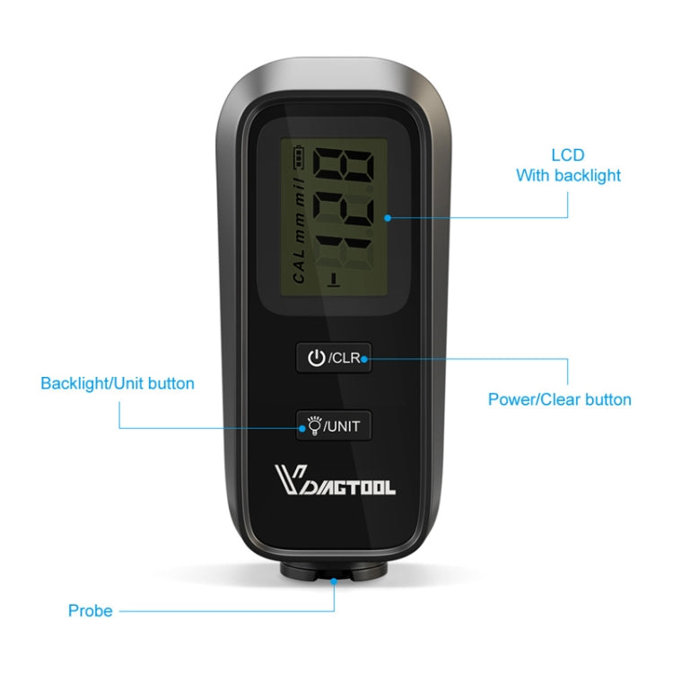 VDIAGTOOL VC100 Car Coating Thickness Gauge Luminous Digital Display - In Car by buy2fix | Online Shopping UK | buy2fix