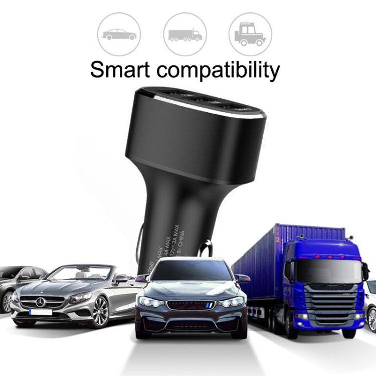 QIAKEY GT690C Dual USB + USB-C / Type-C Aluminum Alloy Three-Hole Car Charger(Black) - Car Charger by QIAKEY | Online Shopping UK | buy2fix