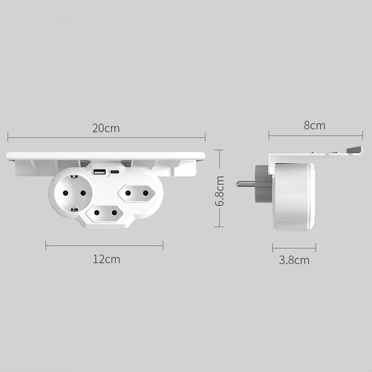 HHT610 Expansion Plug Adapter, EU Plug, Specification: With Tray No Light(White) - Consumer Electronics by buy2fix | Online Shopping UK | buy2fix