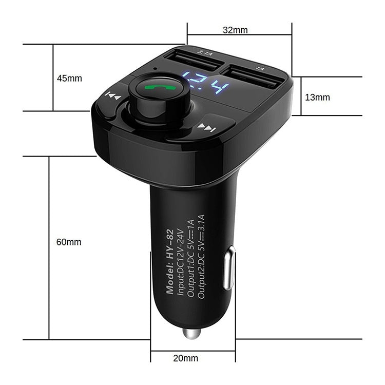 HY82 Car MP3 Bluetooth Receiver Dual USB Car Charger, Specification: Regular Version - In Car by buy2fix | Online Shopping UK | buy2fix