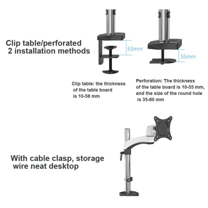 Gibbon Mounts FE112 Aluminum Alloy Lifting and Rotating LCD Computer Monitor Bracket( Clip Table) - Computer & Networking by buy2fix | Online Shopping UK | buy2fix