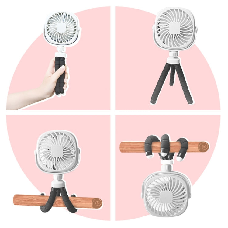 Octopus Stroller Deformation Fan Desktop Portable Handheld USB Small Fan, Colour: 2200mAh White - Consumer Electronics by buy2fix | Online Shopping UK | buy2fix