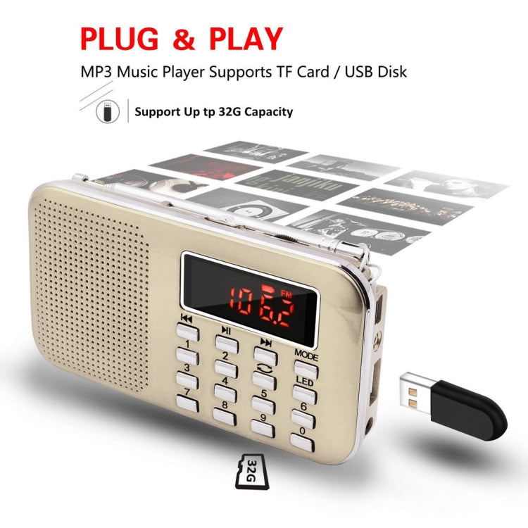 L-218AM  MP3 Radio Speaker Player Support TF Card USB with LED Flashlight Function(White) - Consumer Electronics by buy2fix | Online Shopping UK | buy2fix