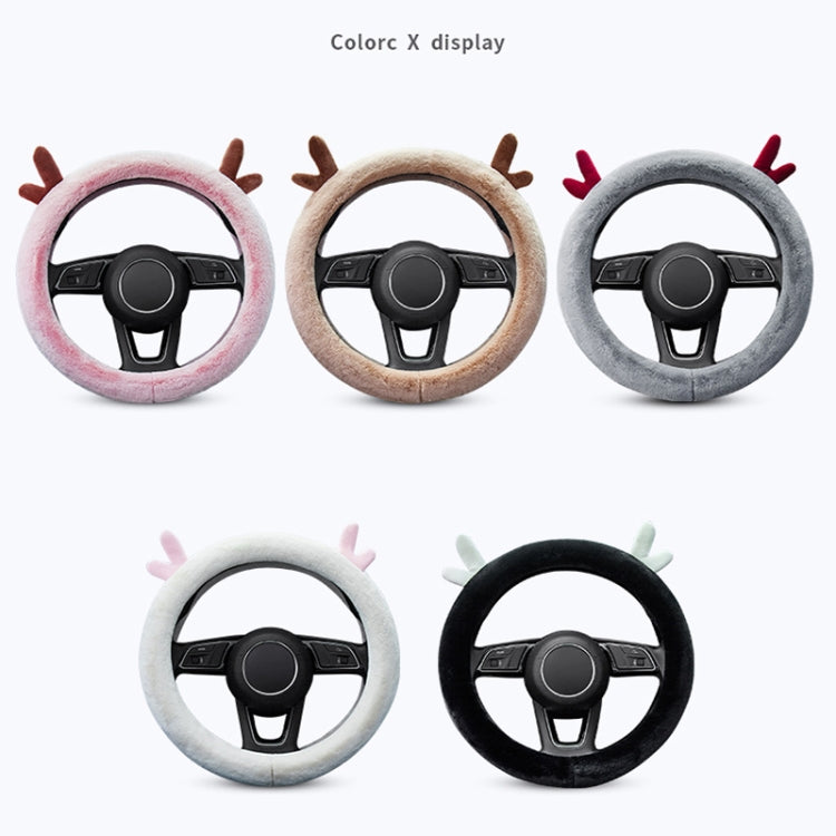 Antler Thick Plush Steering Wheel Cover, Style: O Type (White) - In Car by buy2fix | Online Shopping UK | buy2fix