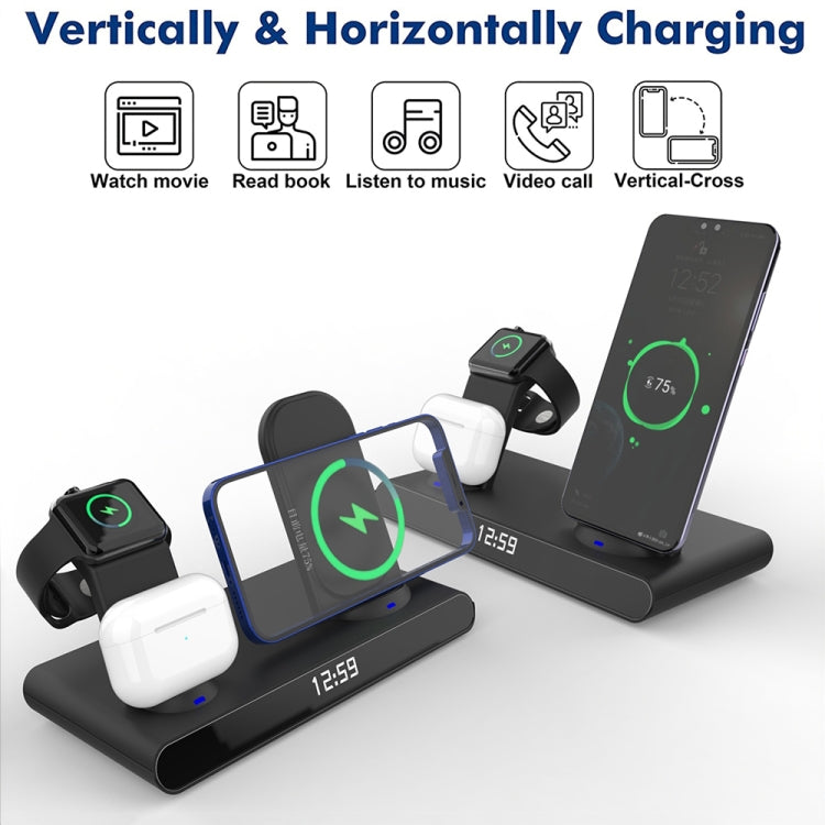 SY-011 15W Wireless Fast Charge Stand Clock Three-in-One Folding Wireless Charger(Black ) - Apple Accessories by buy2fix | Online Shopping UK | buy2fix