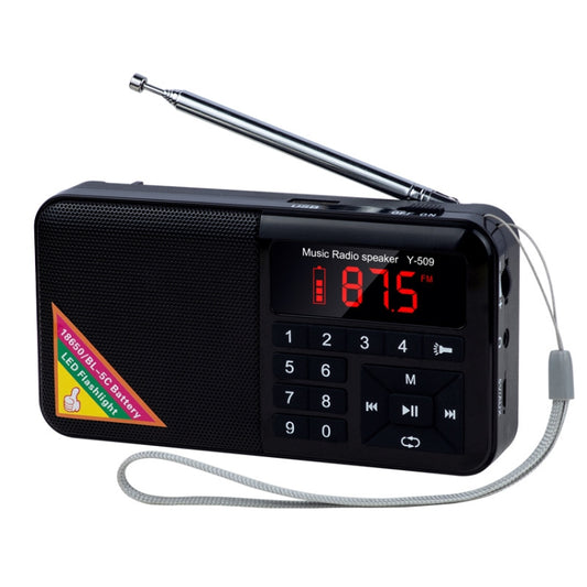 Bluetooth Card Radio Digital FM Player, Specifications: Y-509FM (No Solar Panel)(Black) - Consumer Electronics by buy2fix | Online Shopping UK | buy2fix