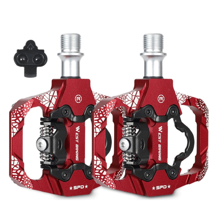 A Pair WEST BIKING YP0802086 Mountain Bike Aluminum Bearing Pedals(Red) - Pedals by WEST BIKING | Online Shopping UK | buy2fix