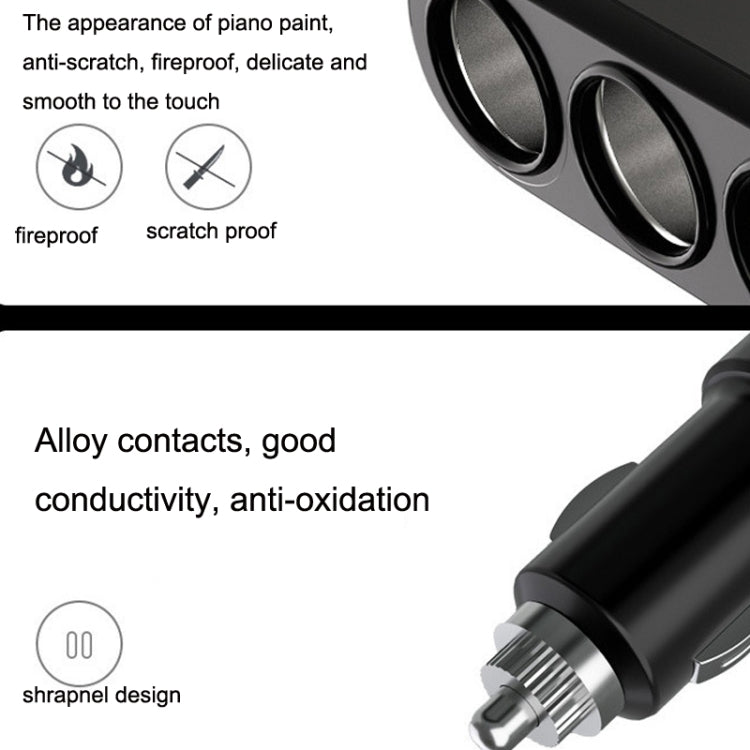 2 PCS Dual USB + Type-C / USB-C 3 Hole Car Charger, Style: QC3.0 + PD Fast Charge Version(Black) - In Car by buy2fix | Online Shopping UK | buy2fix