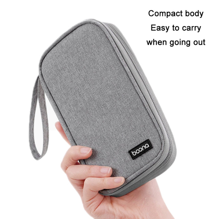 Baona BN-C004 Mini U Disk Headphone Data Cable Storage Bag, Color: Double Layer (Gray) - Hard Drive Bags & Cases by Baona | Online Shopping UK | buy2fix