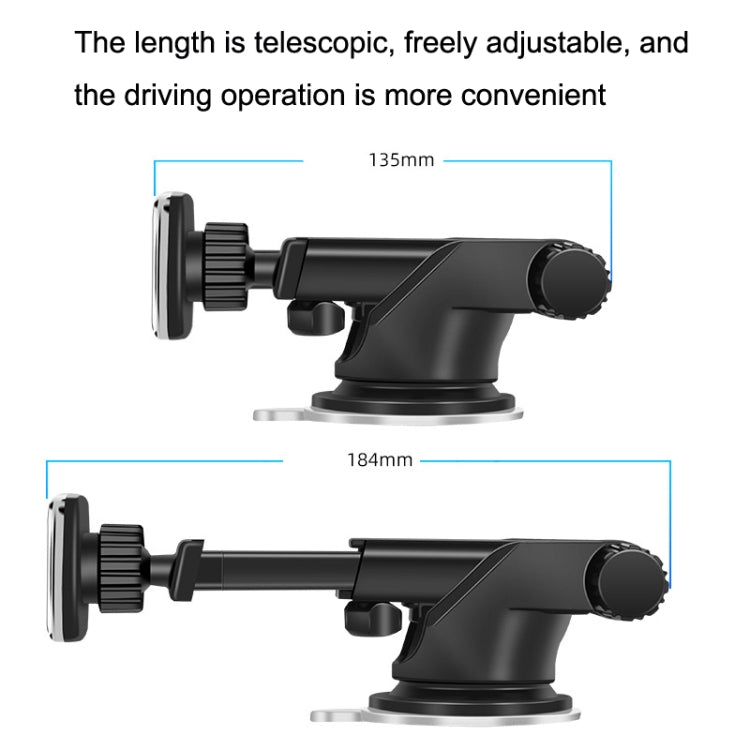 Telescopic Suction Cup Magnetic Suction Car Navigation Desktop Phone Bracket(Black) - In Car by buy2fix | Online Shopping UK | buy2fix