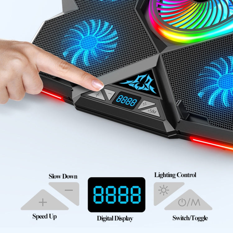 CoolCold  Five Fans 2 USB Ports Laptop Cooler Gaming Notebook Cool Stand,Version: Touch Symphony Blue - Cooling Pads by CoolCold | Online Shopping UK | buy2fix