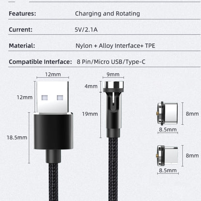 CC56 Micro USB Magnetic Interface Dust Plug Rotating Data Charging Cable, Cbale Length: 1m(Silver) -  by buy2fix | Online Shopping UK | buy2fix