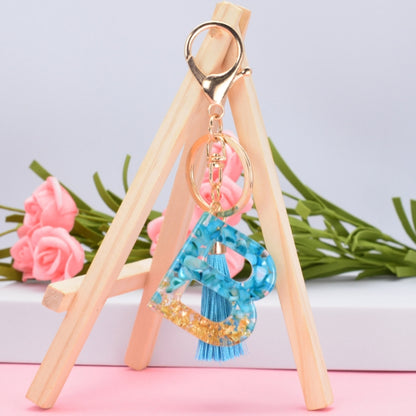 2 PCS English Alphabet Epoxy Tassel Keychain Bag Pendant(U) - In Car by buy2fix | Online Shopping UK | buy2fix