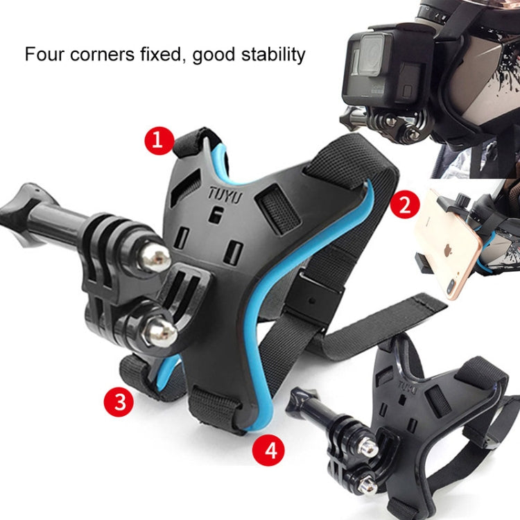 TUYU Motorcycle Helmet Chin Action Camera Mobile Phone Mounting Bracket Black Bracket+Mobile Phone Clip - Helmet Mount by TUYU | Online Shopping UK | buy2fix