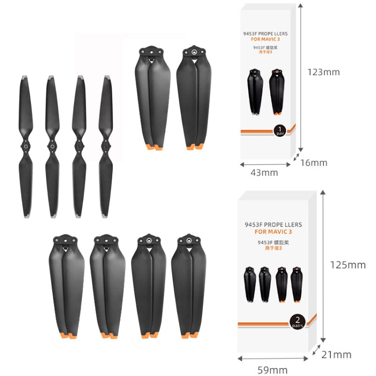 For Mavic 3 2pairs 9453F-2 Orange Paddle Tip Quick Release Blades - DIY Propeller by Sunnylife | Online Shopping UK | buy2fix