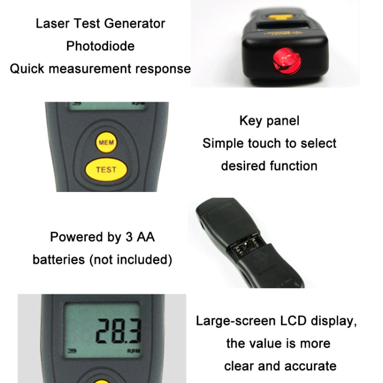 Smart Sensor AR926 LED Display Photoelectric Speed Detection Meter - Tachometers & Anemometer by Smart Sensor | Online Shopping UK | buy2fix