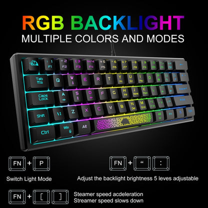 ZIYOULANG K61 62 Keys Game RGB Lighting Notebook Wired Keyboard, Cable Length: 1.5m(White Blue) - Wired Keyboard by ZIYOULANG | Online Shopping UK | buy2fix