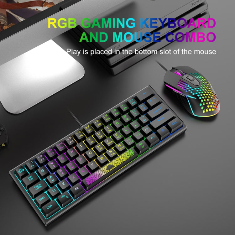 ZIYOULANG K61 62 Keys Game RGB Lighting Notebook Wired Keyboard, Cable Length: 1.5m(White Black) - Wired Keyboard by ZIYOULANG | Online Shopping UK | buy2fix