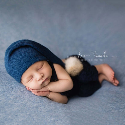 Newborn Photography Clothing Baby Photography Fur Ball Knitted Long Tail Hat(Camel) - Camera Accessories by buy2fix | Online Shopping UK | buy2fix