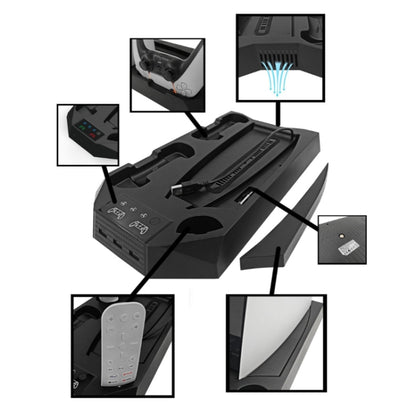 For PS5 DE/UHD 2 In 1 Handheld Console Cooling Stand Fan Base(Black) - Charger & Power by buy2fix | Online Shopping UK | buy2fix