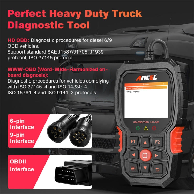 ANCEL HD601 24V Diesel Engine Detector Heavy Truck Diagnostic Scanner - In Car by ANCEL | Online Shopping UK | buy2fix