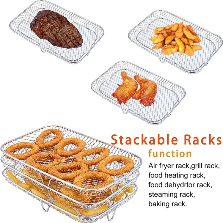 Air Fryer Accessories Three-Layer Steam Rack Stackable Dehydration Rack(Rectangle) - Home & Garden by buy2fix | Online Shopping UK | buy2fix