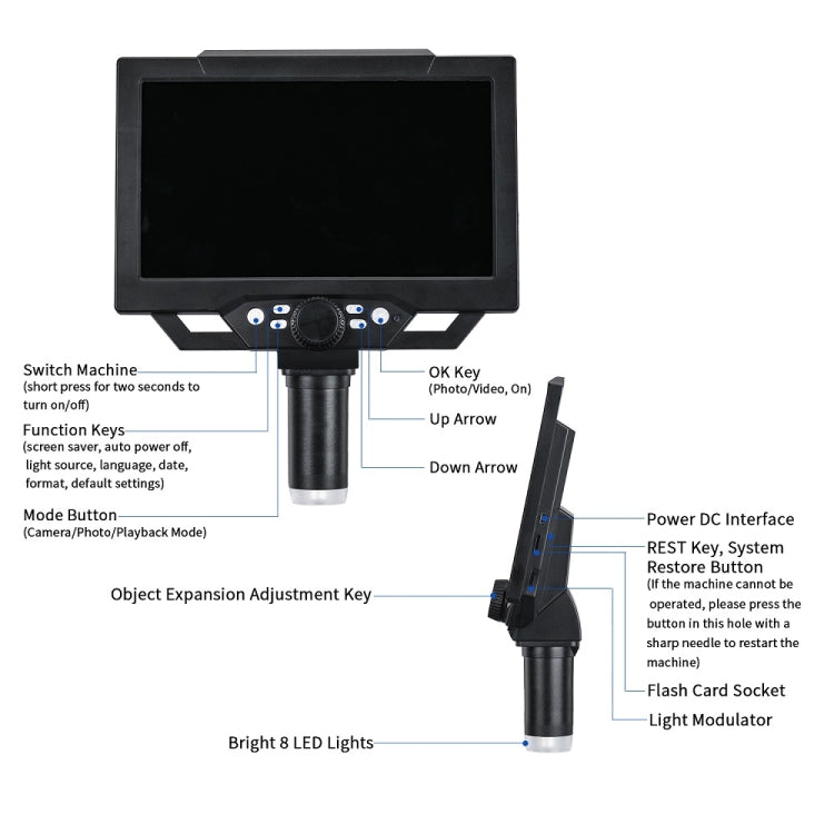 G1600 1-1600X Magnification 9 Inch Electron Microscope, Style: With Battery UK Plug - Digital Microscope by buy2fix | Online Shopping UK | buy2fix