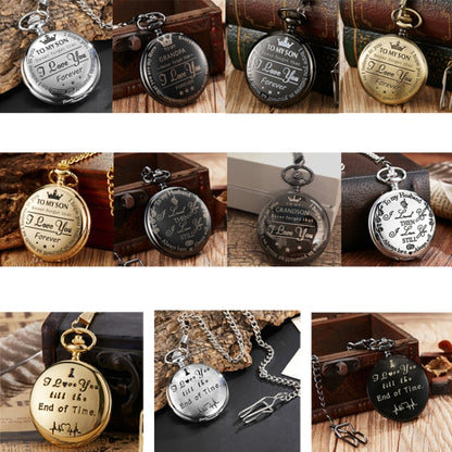 Engraved Vintage Commemorative Quartz Pocket Watch Round Watch, Style: Forever (Gold) - Necklace Watch Watches by buy2fix | Online Shopping UK | buy2fix