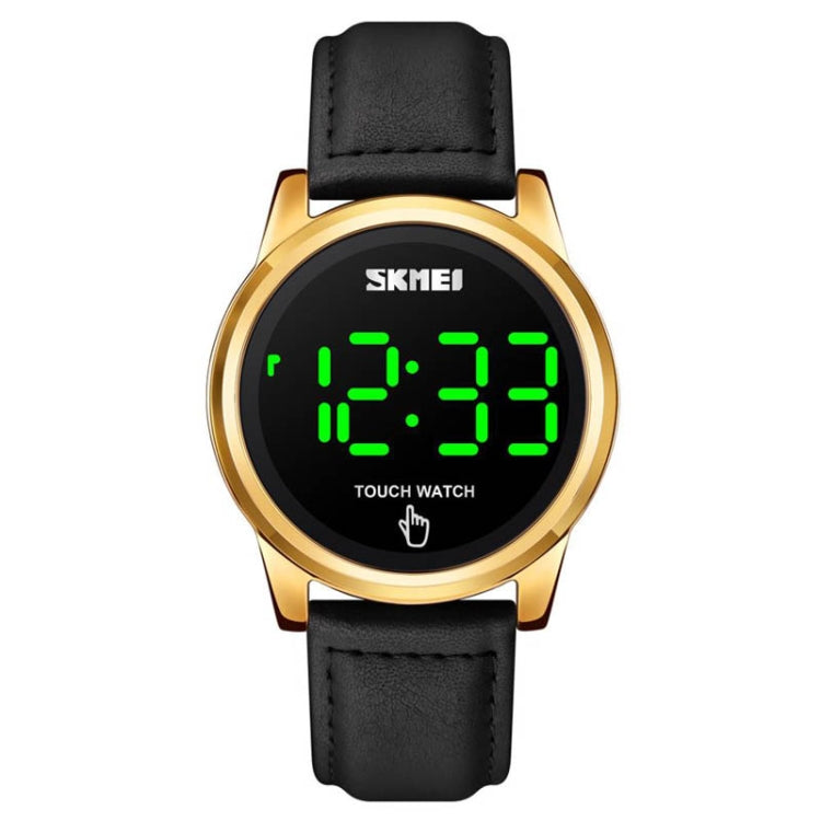 SKMEI 1684 Touch Screen Simple Leather Strap Men Watch, Color: Gold - Leather Strap Watches by buy2fix | Online Shopping UK | buy2fix