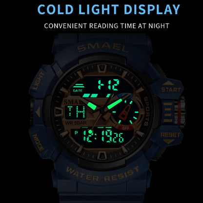 SMAEL 8043 Multifunctional Dual Display Shockproof Outdoor Waterproof Sports Quartz Watch(Deep Blue) - LED Digital Watches by SMAEL | Online Shopping UK | buy2fix