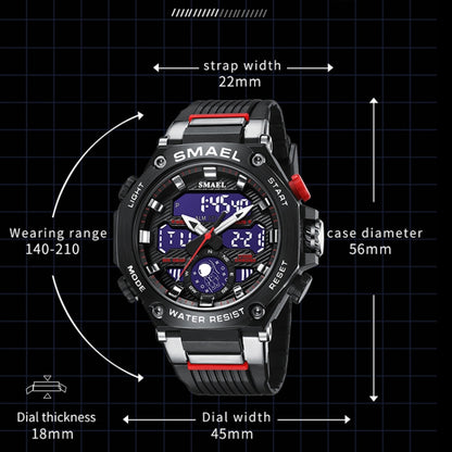 SMAEL 8069 Outdoor Multifunctional Waterproof Sports Alloy Luminous Watch(Gray) - LED Digital Watches by SMAEL | Online Shopping UK | buy2fix