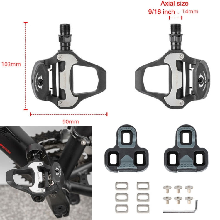 PROMEND PD-R95P 1pair Pedalway Road Bicycle Self-lock With Lock Film Nylon Lock Light Amount Foot Pedal(Black) -  by PROMEND | Online Shopping UK | buy2fix