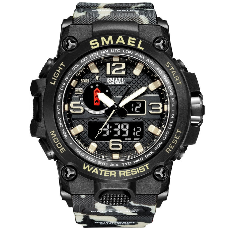 SMAEL 1545D Time Men Anti-falling Night Light Alarm Waterproof Sports Watch(Camouflage Khaki) - Sport Watches by SMAEL | Online Shopping UK | buy2fix