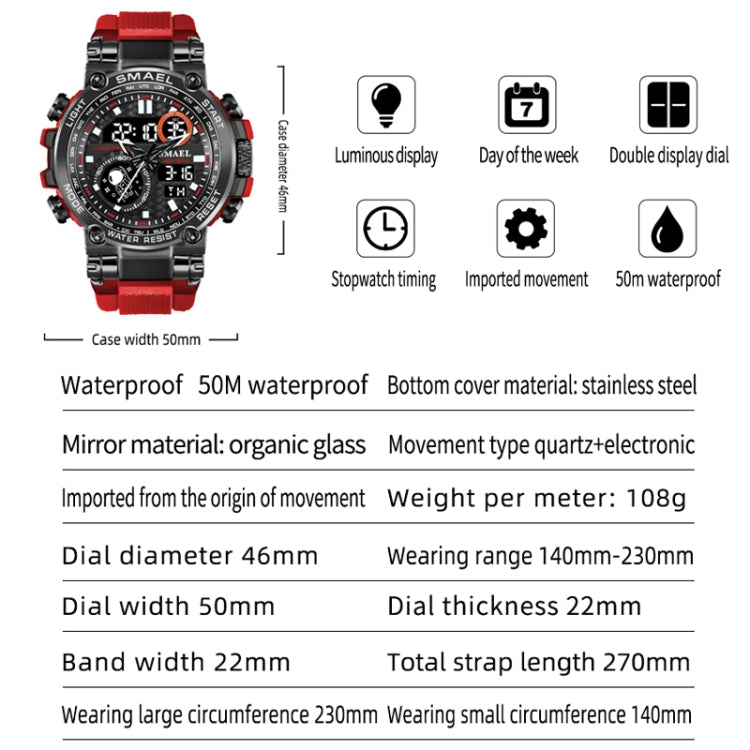 SMAEL 1803B Outdoor Waterproof Multifunctional Alloy Sports Watch(Black Gold) - Sport Watches by SMAEL | Online Shopping UK | buy2fix