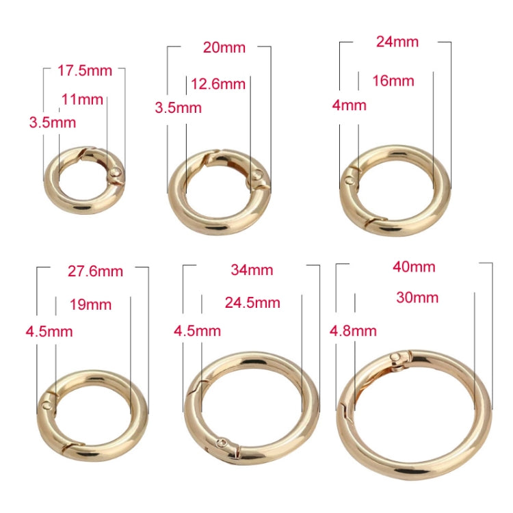 20pcs Zinc Alloy Spring Ring Metal Open Bag Webbing Keychain, Specification: 5 Points Light Gold - In Car by buy2fix | Online Shopping UK | buy2fix