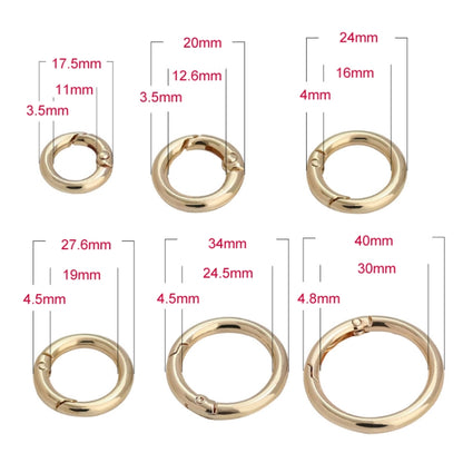 20pcs Zinc Alloy Spring Ring Metal Open Bag Webbing Keychain, Specification: 5 Points Light Gold - In Car by buy2fix | Online Shopping UK | buy2fix