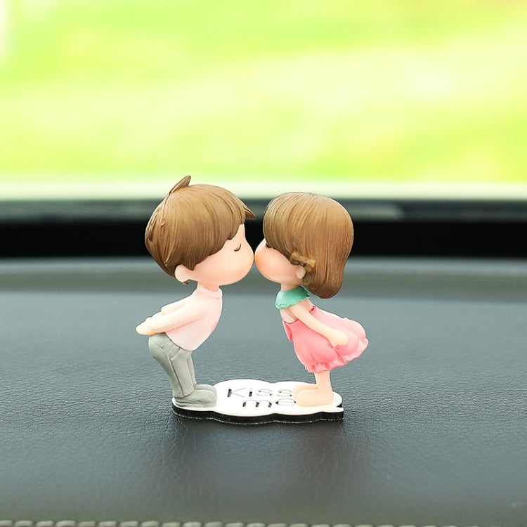 2pcs Car Ornament Ornament Lovely Kissing Couple Doll, Color: Pink White Kiss Couple - In Car by buy2fix | Online Shopping UK | buy2fix